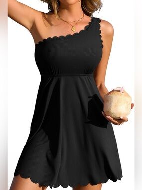 Charmo Womens One Shoulder Swim Dress Scalloped Bathing Suit Swimsuits 2026
Ribb